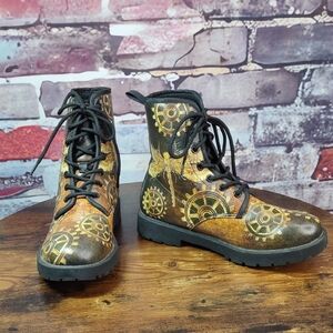 Steampunk Clockworks Vegan Leather Combat Boots